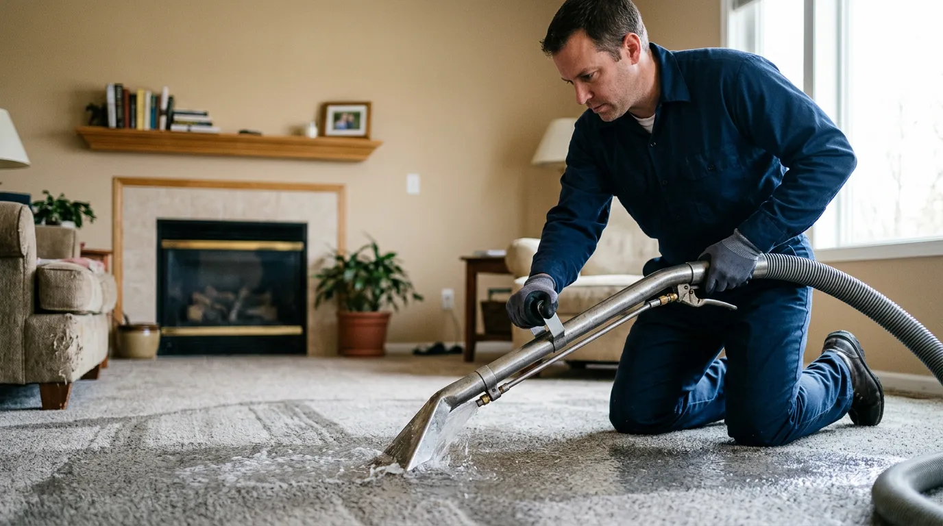 Water damage restoration technician working near Melrose Park, IL